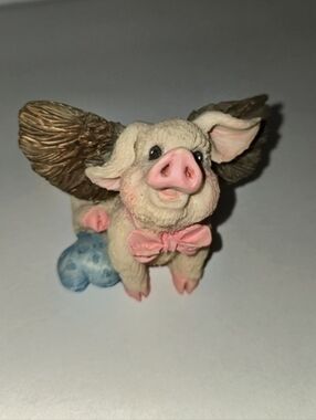 Collectible Ceramic Figurine Winged Pig